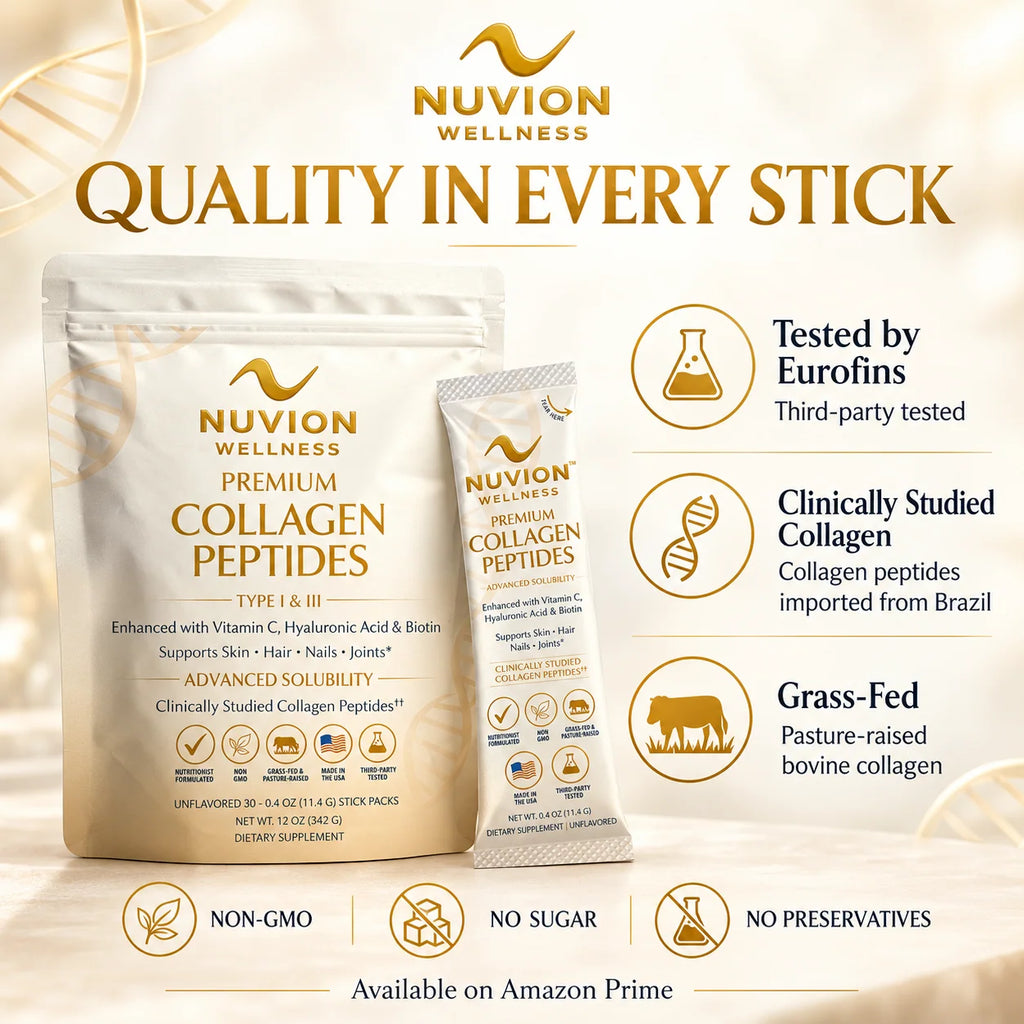 Nuvion Wellness Premium Collagen Peptides – Unflavored | 30 Stick Packs