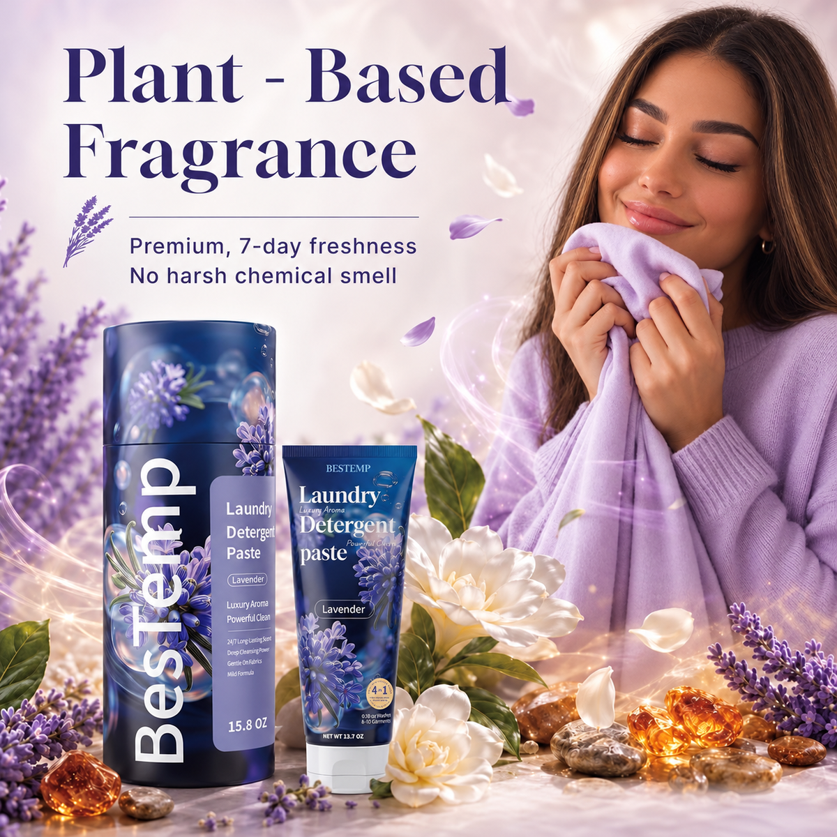 Bestamp 4-in-1 Laundry Detergent Paste – Lavender + 2.1 oz Travel Size Included